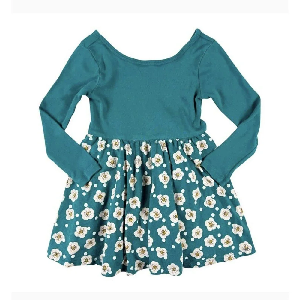 Tea‎ Collection Sz 6 Cherry Blossom Twirl Ballet Dress Teal